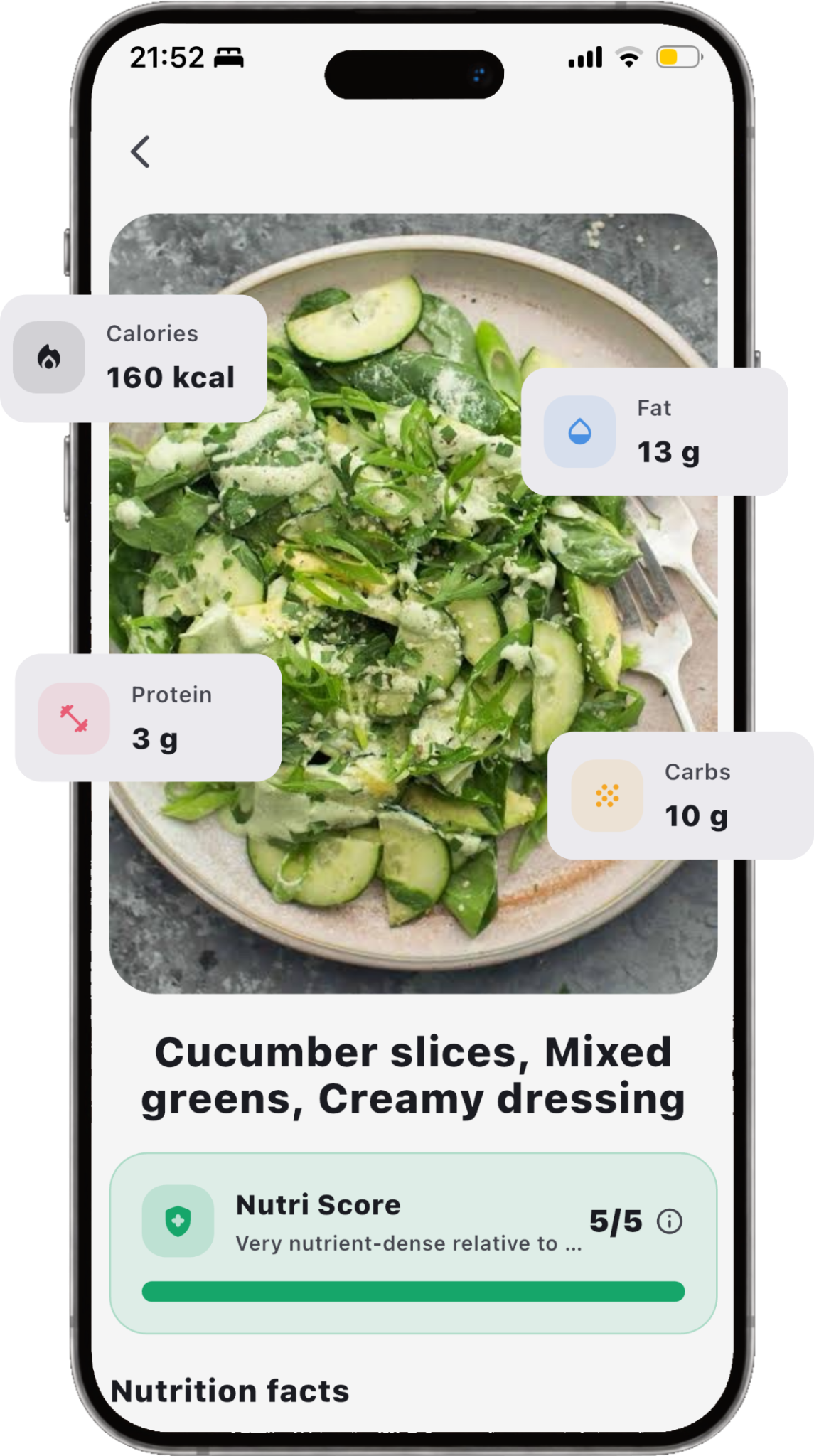 SnapCalo nutrition analysis